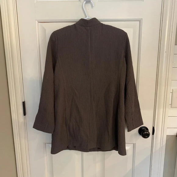 New! Eileen Fisher stand collar textured long  Jacket dye Brown nwt 33713 - Picture 6 of 10